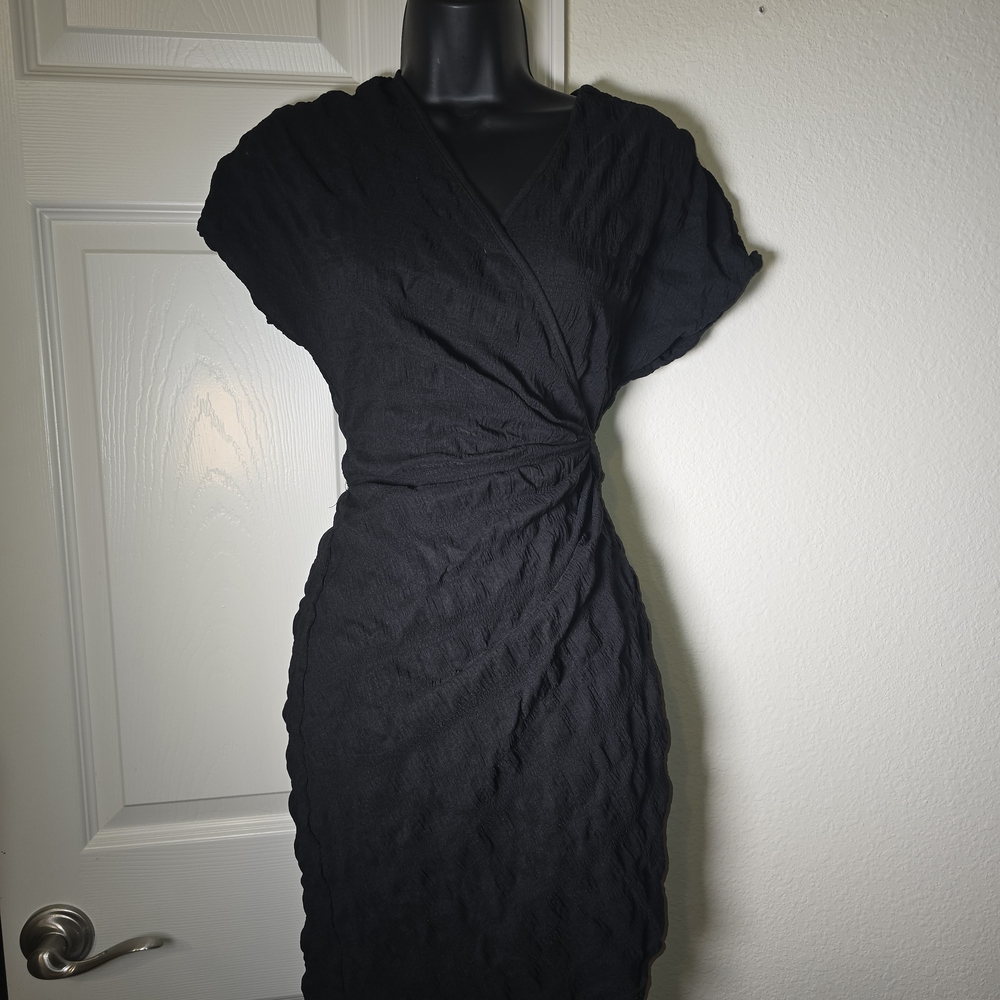 SHEIN Elegant Black Wrap Midi Dress